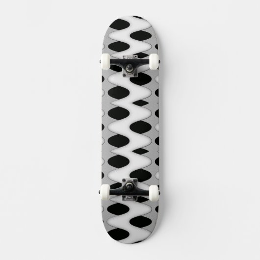 Zwart-witte golven persoonlijk skateboard (Voorkant)