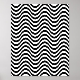 Zwart-witte golven poster