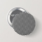 Zwart-witte golven ronde button 5,7 cm (Voorkant /achterkant)