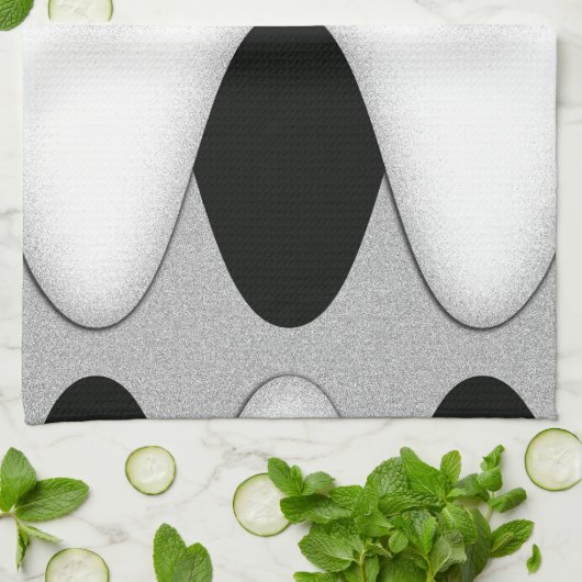 Zwart-witte golven theedoek (Gevouwen)