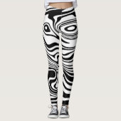 Zwart-witte golvenpatroon Leggings uw kleuren (Voorkant)