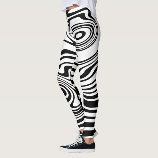 Zwart-witte golvenpatroon Leggings uw kleuren (Links)