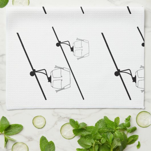 Zwart-witte gondel keukenhanddoek (Gevouwen)