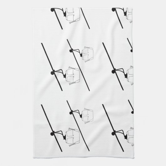 Zwart-witte gondel keukenhanddoek (Verticaal)