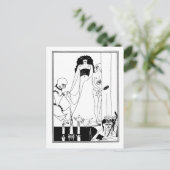 Zwart-witte gothic gothic art nouveau Salome Briefkaart (Staand voorkant)