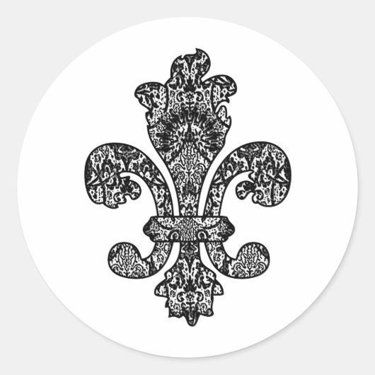 Zwart-witte Gothic Ronde Sticker (Voorkant)