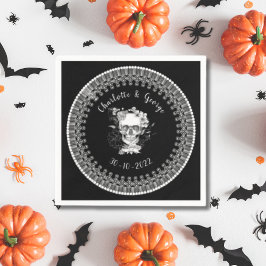 Zwart Witte Gotische Bloemenskelet Halloween Bruil Servet