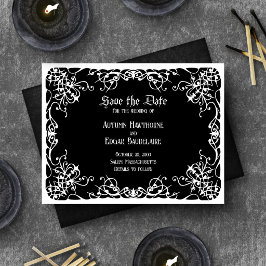 Zwart Witte Gotische Bruiloft Save The Date