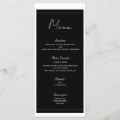 Zwart Witte Goud Modern Minimaal Huwelijksmenu Menu (Voorkant)