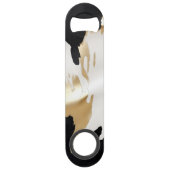 Zwart Witte Goud Zuidwest Koeienhuid Bruiloftsfees Speed Flessenopener (Achterkant)