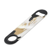 Zwart Witte Goud Zuidwest Koeienhuid Bruiloftsfees Speed Flessenopener (Achterkant Gekanteld)