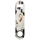 Zwart Witte Goud Zuidwest Koeienhuid Bruiloftsfees Speed Flessenopener (Voorkant)