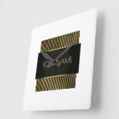Zwart-witte gouden Stripes Vierkante Klok (Hoek)