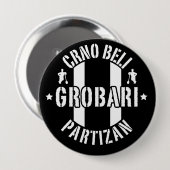 Zwart Witte Grafdelvers Partizan Ronde Button 4,0 Cm (Voorkant /achterkant)