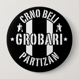 Zwart Witte Grafdelvers Partizan Ronde Button 4,0 Cm