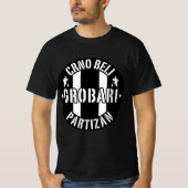 Zwart Witte Grafdelvers Partizan T-shirt (Voorkant)