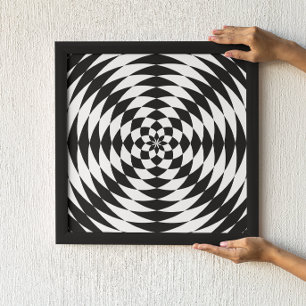 Zwart-witte grafische optische illusie poster