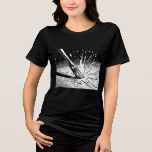Zwart Witte Grafische Stijl Kwast Verfspat Tri-Blend Shirt