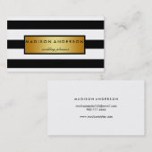 Zwart-witte grafische strips in Gold Visitekaartje (Voorkant / Achterkant)