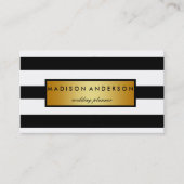 Zwart-witte grafische strips in Gold Visitekaartje (Voorkant)