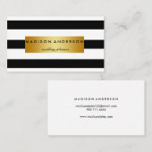 Zwart-witte grafische strips in goud visitekaartje (Voorkant / Achterkant)