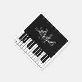 Zwart-witte grand-piano toetsen custom monogram servet (Hoek)