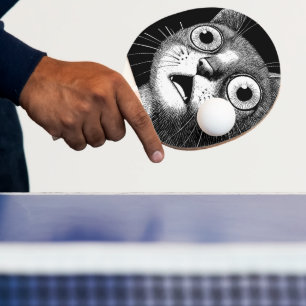 Zwart Witte Grappige Kat Ping Pong Bat Tafeltennisbatje