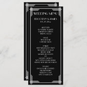 Zwart Witte Great Gatsby Art Deco Trouwmenu Menu (Voorkant / Achterkant)