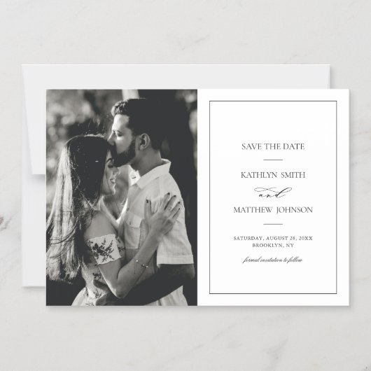 Zwart-witte grens bruiloft Save The Date Magnetische Uitnodiging (Voorkant)
