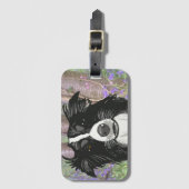 Zwart-witte-grenscollie in Bluebell Wood Bagagelabel (Voorkant (verticaal))