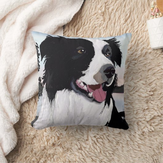 Zwart-witte-grenscollie op zonsopgang door water kussen (Deken)