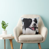 Zwart-witte-grenscollie op zonsopgang door water kussen (Stoel)