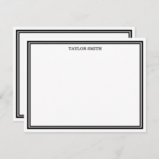 Zwart-witte grenzen toevoegen Jouw naam Notitiekaartje (Voorkant / Achterkant)