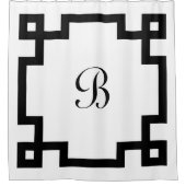 Zwart Witte Griekse Sleutel Monogram Douchegordijn (Voorkant)