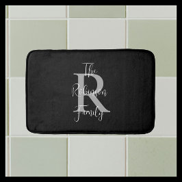Zwart Witte Grijze Familienaam Klassieke Monogram Badmat