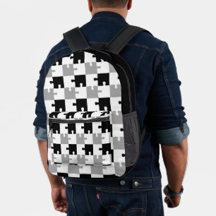 Zwart Witte Grijze Legpuzzelstukken Rugzak