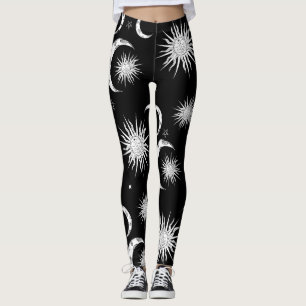 Zwart & Witte Grillen Zon Maan & Sterren Leggings