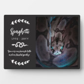 Zwart Witte Groene Foto Huisdier Slang Gedenkteken Fotoplaat (voorkant)