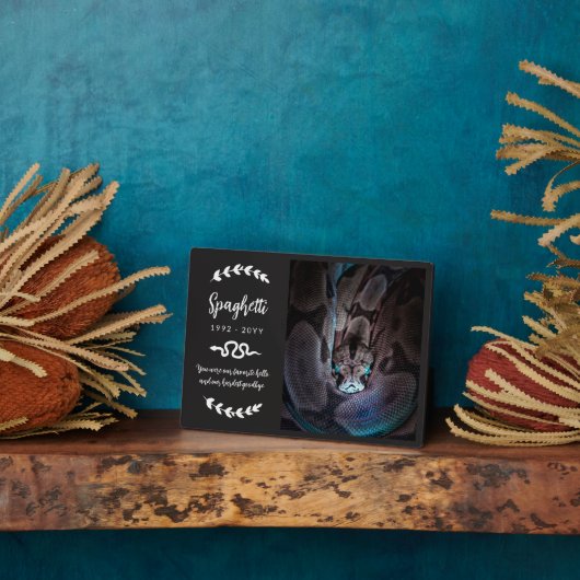 Zwart Witte Groene Foto Huisdier Slang Gedenkteken Fotoplaat (Zijkant)