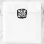 Zwart-witte Grunge Rand QR Code Vierkante Sticker (Tas)