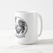 Zwart-witte haan koffiemok (Voorkant rechts)