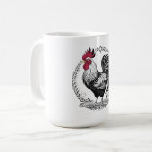 Zwart-witte haan koffiemok (Voorkant links)