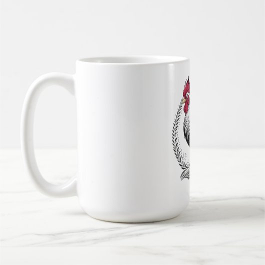 Zwart-witte haan koffiemok (Links)