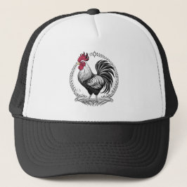 Zwart-witte haan trucker pet