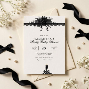 Zwart & Witte Halloween Baby Shower Kaart