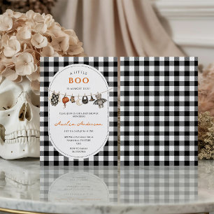 Zwart witte Halloween beer Baby shower uitnodiging