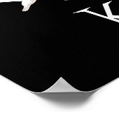 Zwart-witte, halloween dansende skelet bovenaan poster (Hoek)