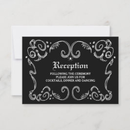 Zwart & Witte Halloween Huwelijksreceptie 3.5x5 Kaart