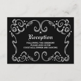 Zwart & Witte Halloween Huwelijksreceptie 3.5x5 Kaart