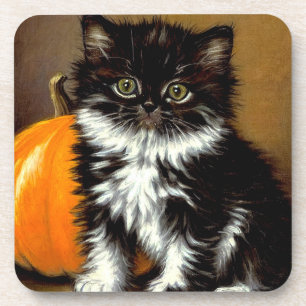  zwart-witte Halloween kat Bier Onderzetter